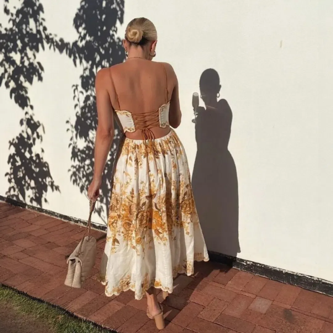Zimmermann Aliane Scallop Midi Dress Size 2 / 12 AU for rent on The Volte - main image