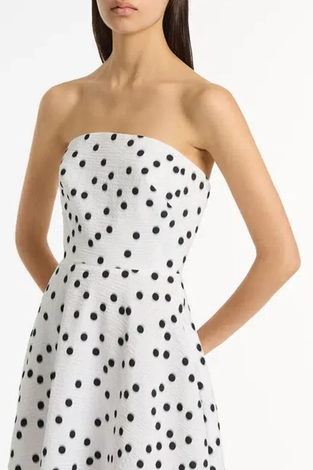 Jacquard A-Line Strapless Gown by Carla Zampatti Size 8 for rent on The Volte - main image