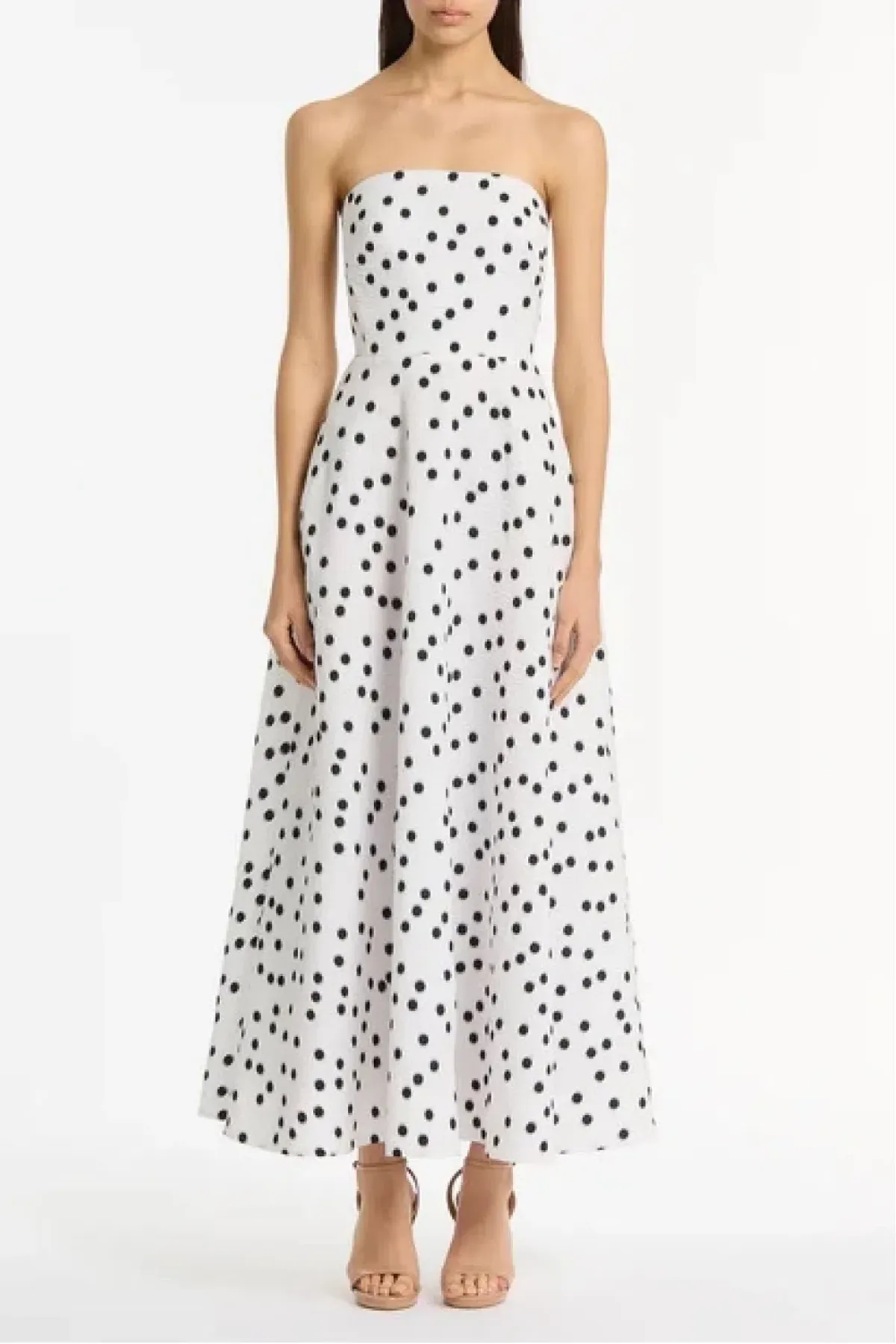 Jacquard A-Line Strapless Gown by Carla Zampatti Size 8 for rent on The Volte - main image