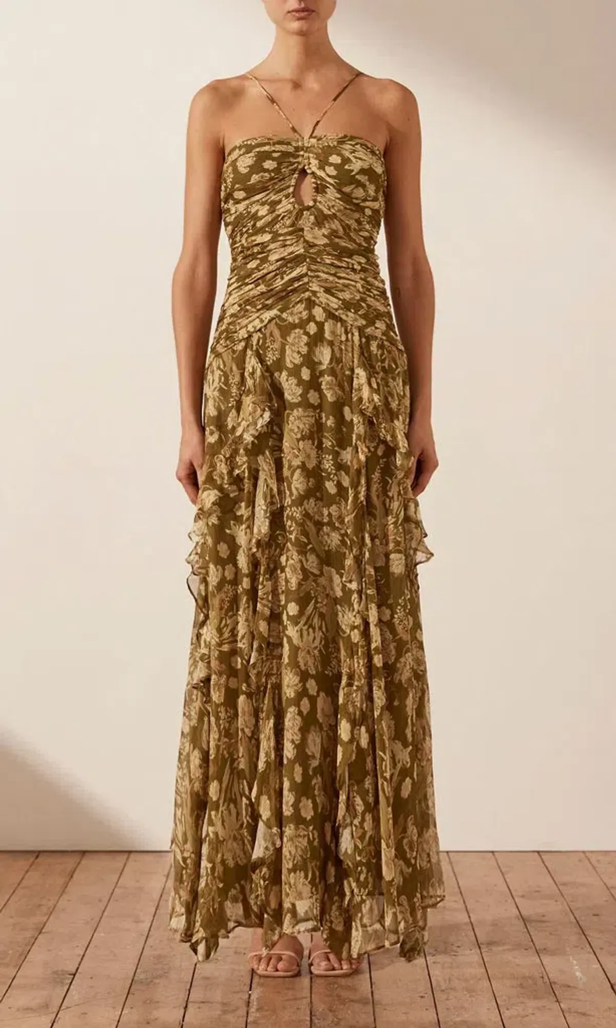Shona Joy Keyhole Frill Maxi Dress Floral Size 10 for rent on The Volte - main image