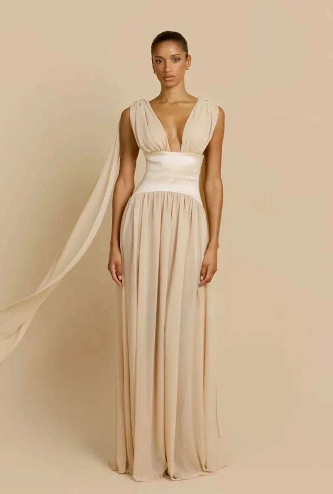 New ARCINA ORI Ramona Dress in Champagne - Size L / 12 AU Formal Gown for rent on The Volte - main image