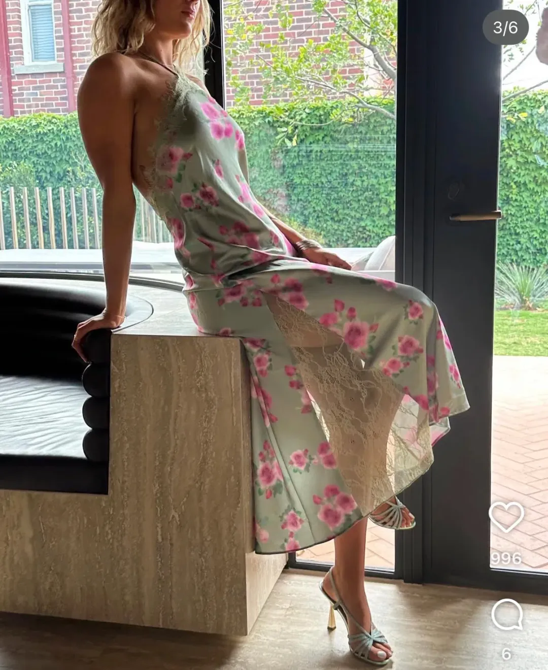 WeWoreWhat Lace Halter Maxi Dress in Sage  for rent on The Volte - main image