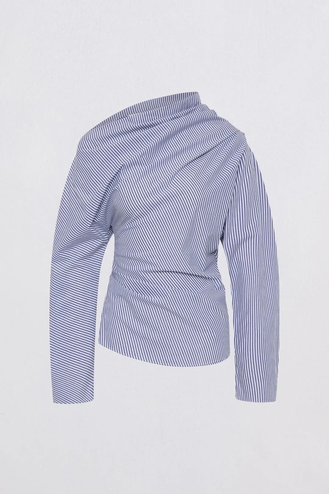 Bianca Spender Navy Stripe Cotton Long Sleeve Blouse M for rent on The Volte - main image