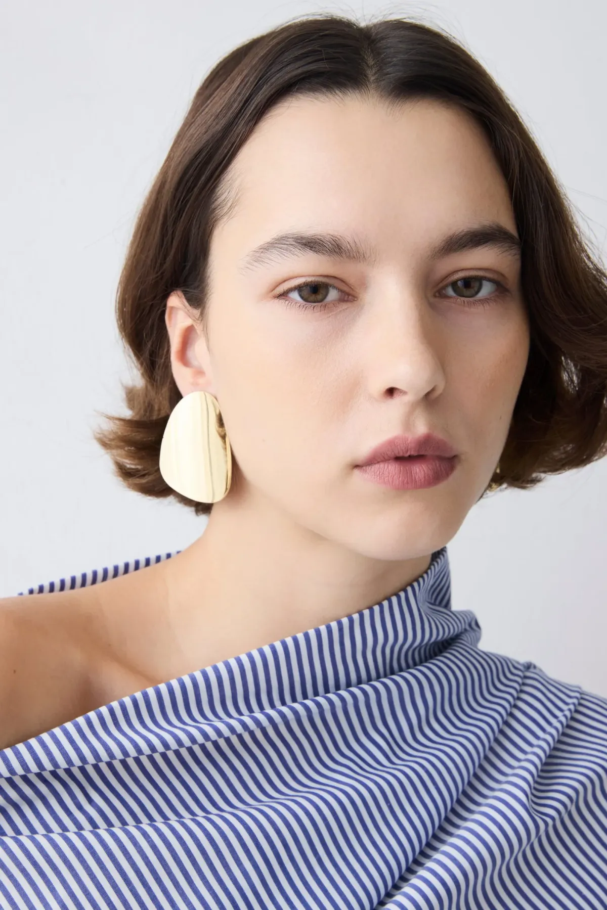 Bianca Spender Navy Stripe Cotton Long Sleeve Blouse M for rent on The Volte - main image