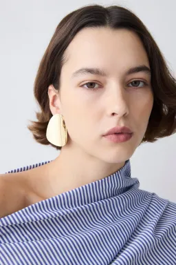 Bianca Spender Navy Stripe Cotton Long Sleeve Blouse M for rent on The Volte - image 1