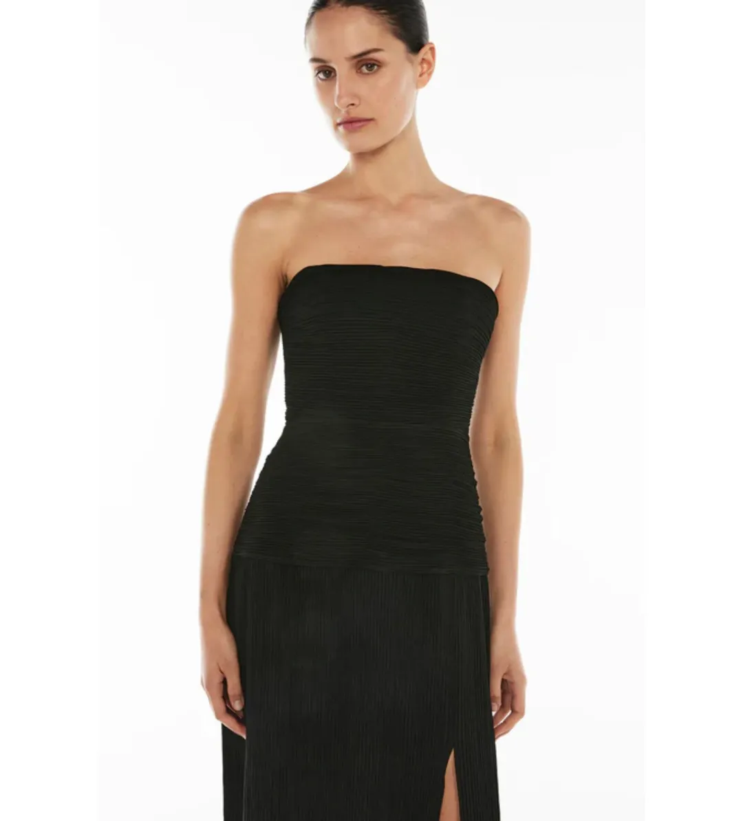 Manning Cartell Double Time Pleat Strapless Dress in Black Size AU8 for rent on The Volte - main image