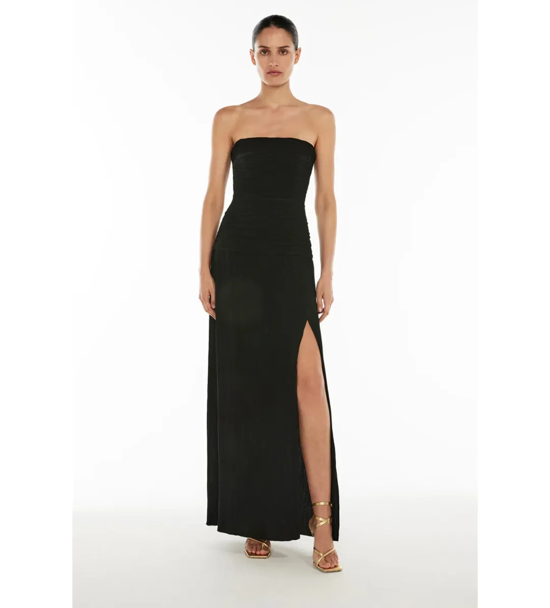 Manning Cartell Double Time Pleat Strapless Dress in Black Size AU8 for rent on The Volte - main image