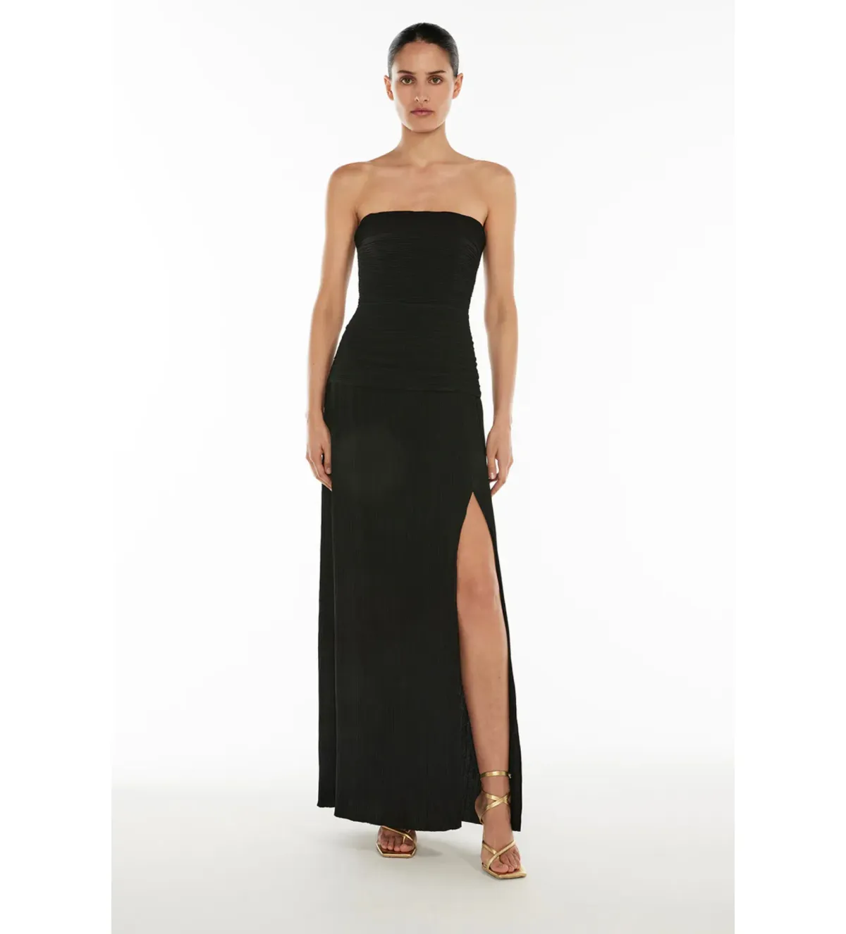 Manning Cartell Double Time Pleat Strapless Dress in Black Size AU8 for rent on The Volte - main image