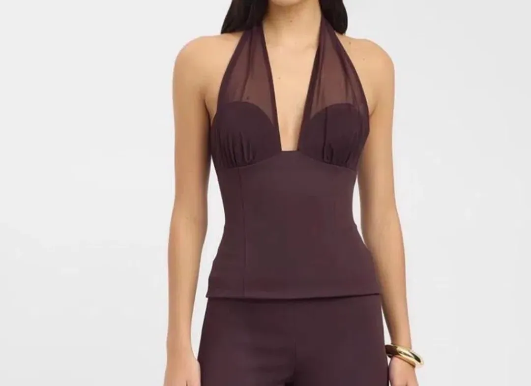 Oyster mesh top and low rise shorts set  for rent on The Volte - main image