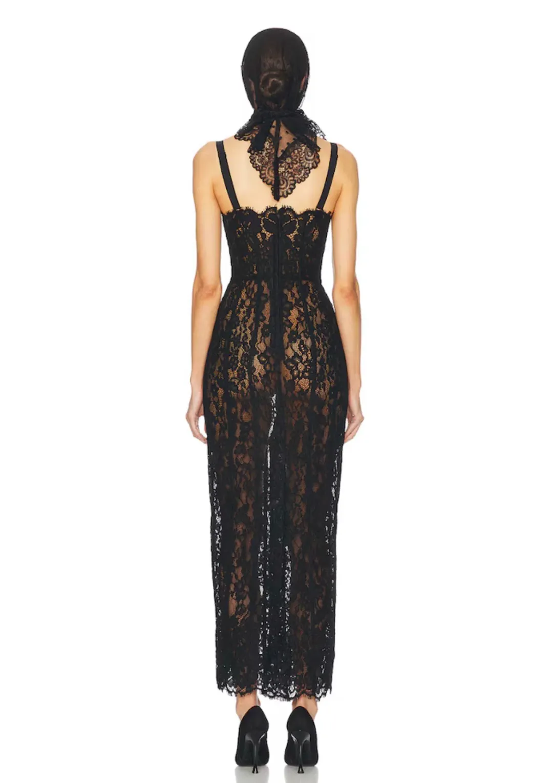 Helsa Black Lace Dress for rent on The Volte - main image
