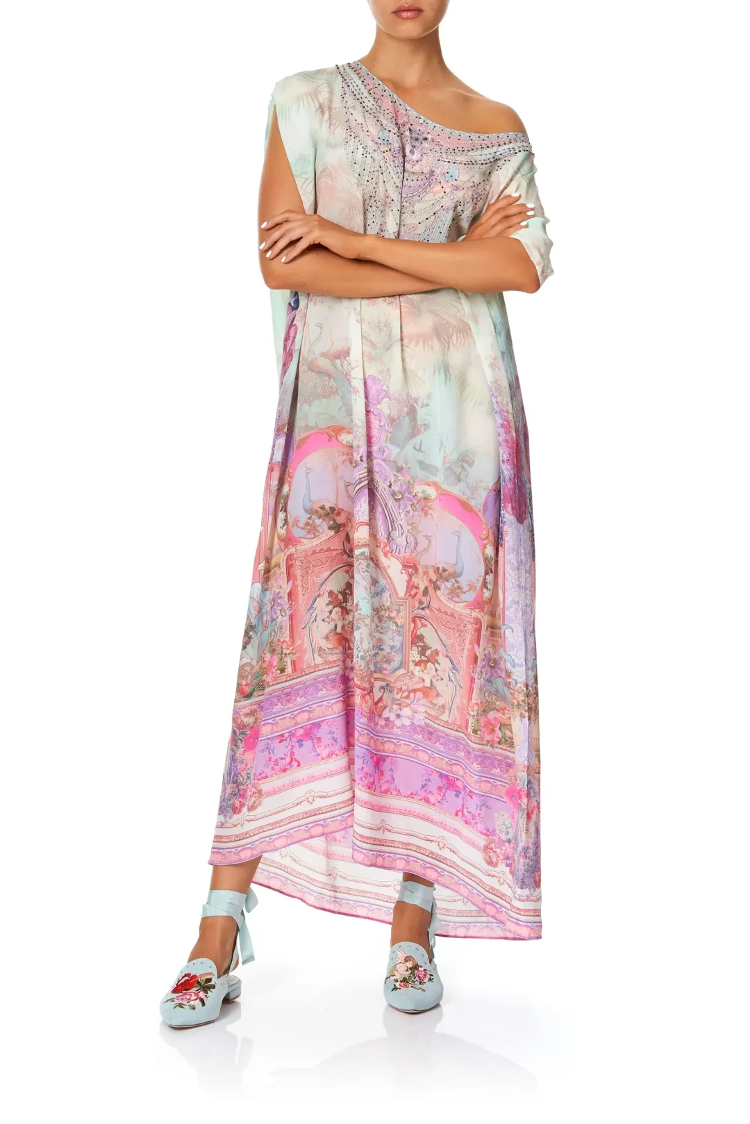 Camilla Slim Line Round Neck Kaftan Electron Libre Print Size 12 for rent on The Volte - main image