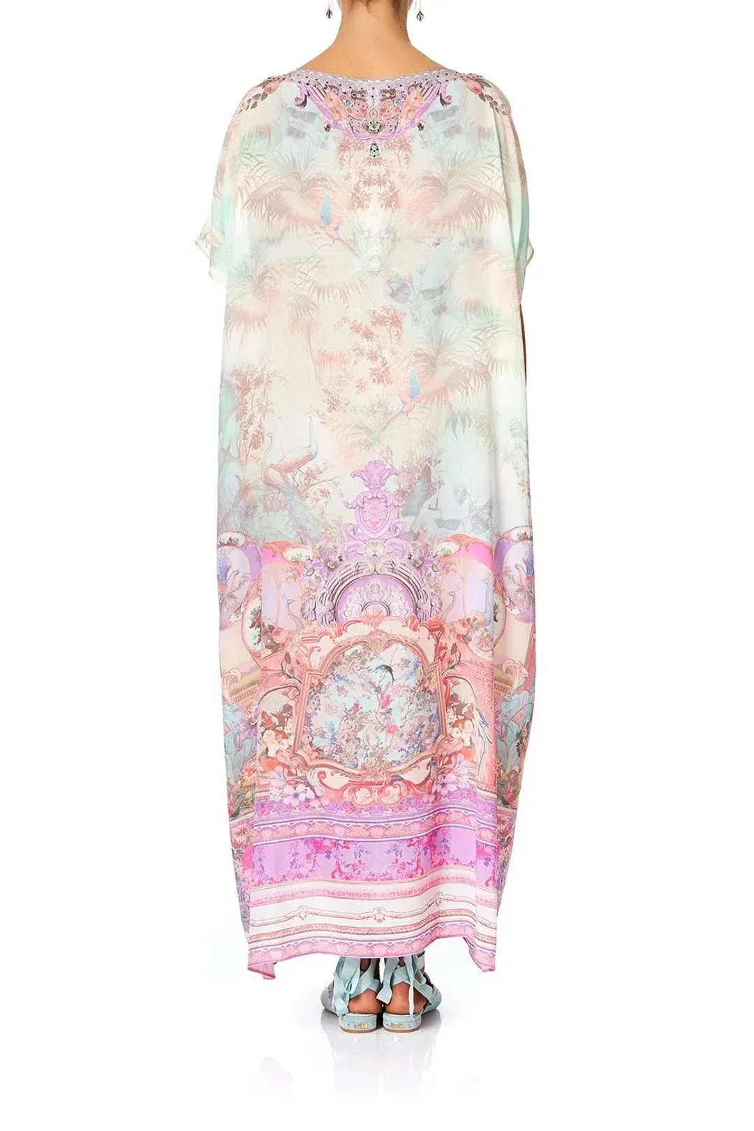 Camilla Slim Line Round Neck Kaftan Electron Libre Print Size 12 for rent on The Volte - main image
