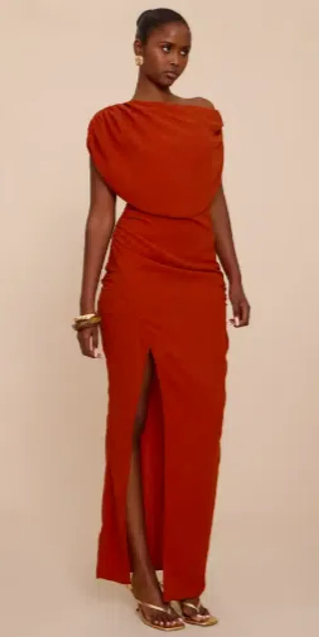 Rust Chiffon Maxi Dress - pretty little things - size 12 for rent on The Volte - main image