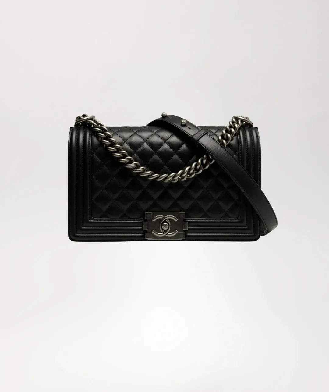 Boy Chanel Black Medium Handbag  for rent on The Volte - main image