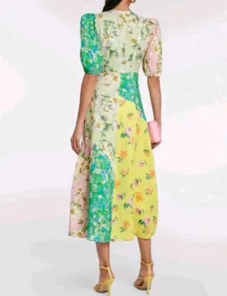 Alemais Kenzie Puff Sleeve Midi Dress in Multi Floral Size 16 for rent on The Volte - image 3