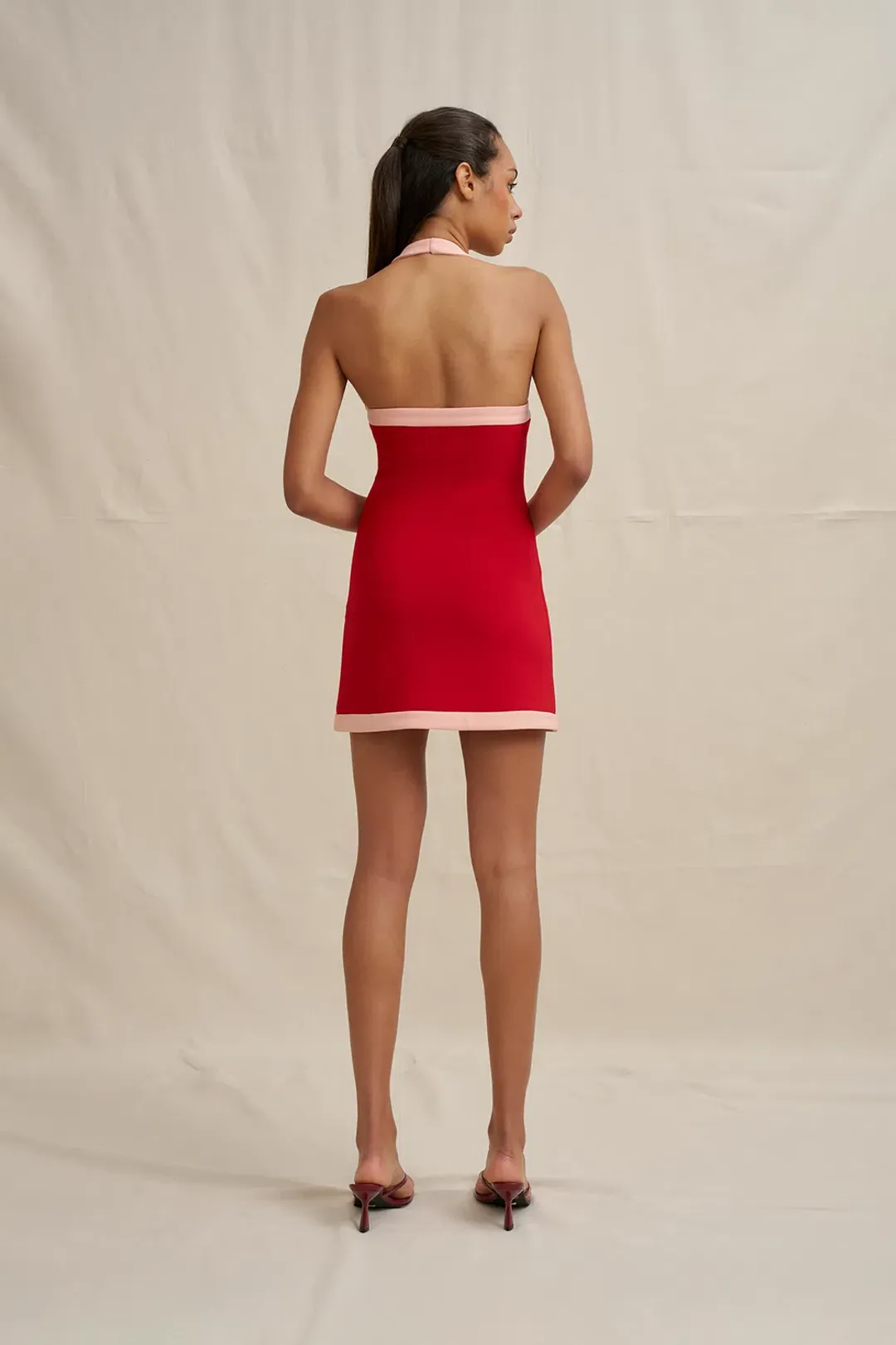 By Johnny Colette Halter Mini Dress in Red/Pink Size S / AU 8 for rent on The Volte - main image