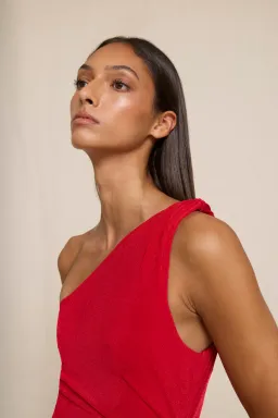 Carmine One Shoulder Dress by By Johnny Size 8 for rent on The Volte - image 4