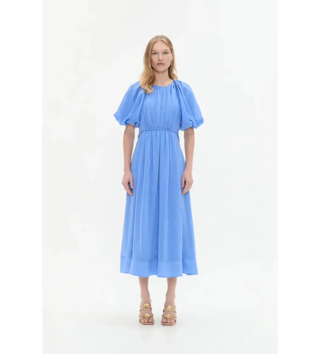 Aje Alma Midi Dress in Mist Blue Size AU12 for rent on The Volte - main image