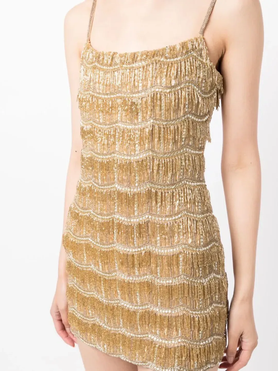 Rachel Gilbert Sadie Mini Dress Gold Size 10 for rent on The Volte - main image