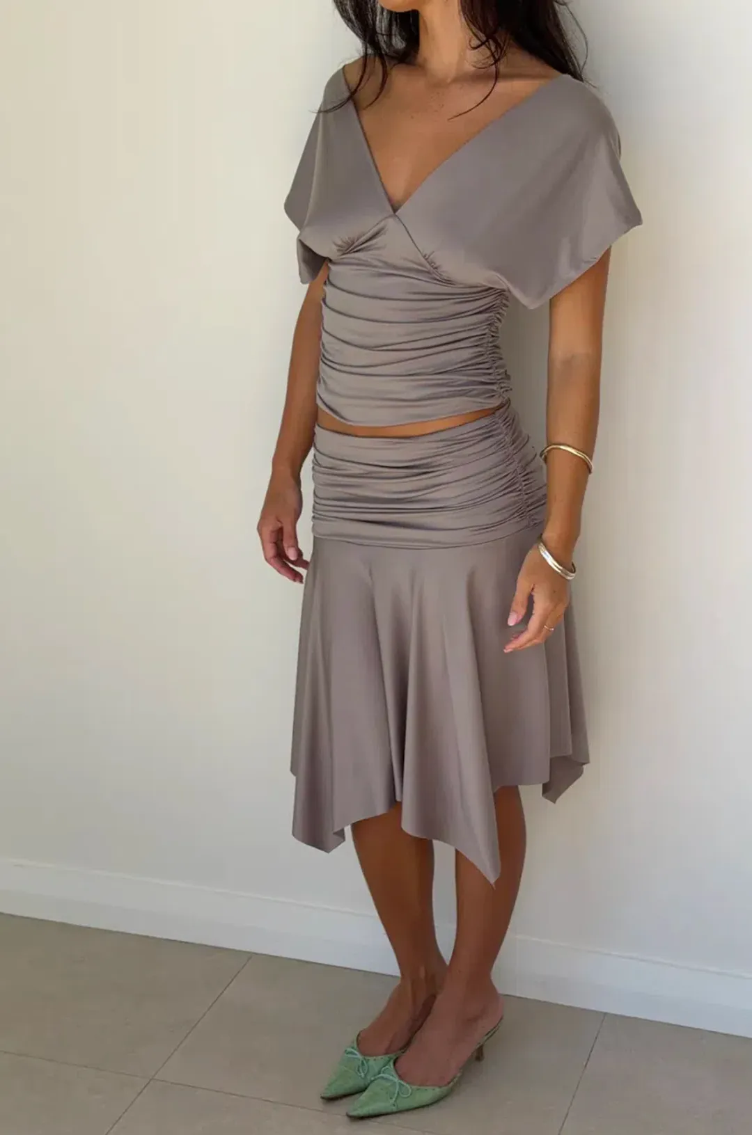 hntr the label, andi set, slate, midi, size xs  for rent on The Volte - main image