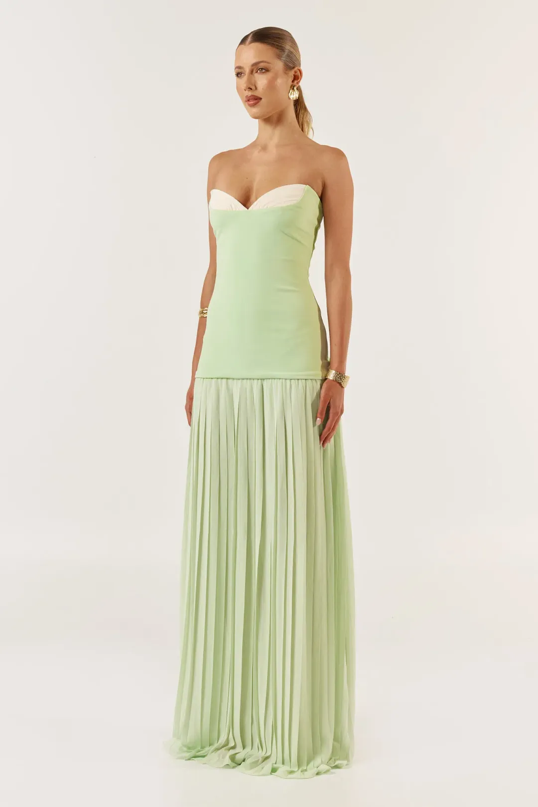 She is OLLÁ / Jefre Sei Nicolette Maxi Dress in Mint Size S / AU 8 for rent on The Volte - main image