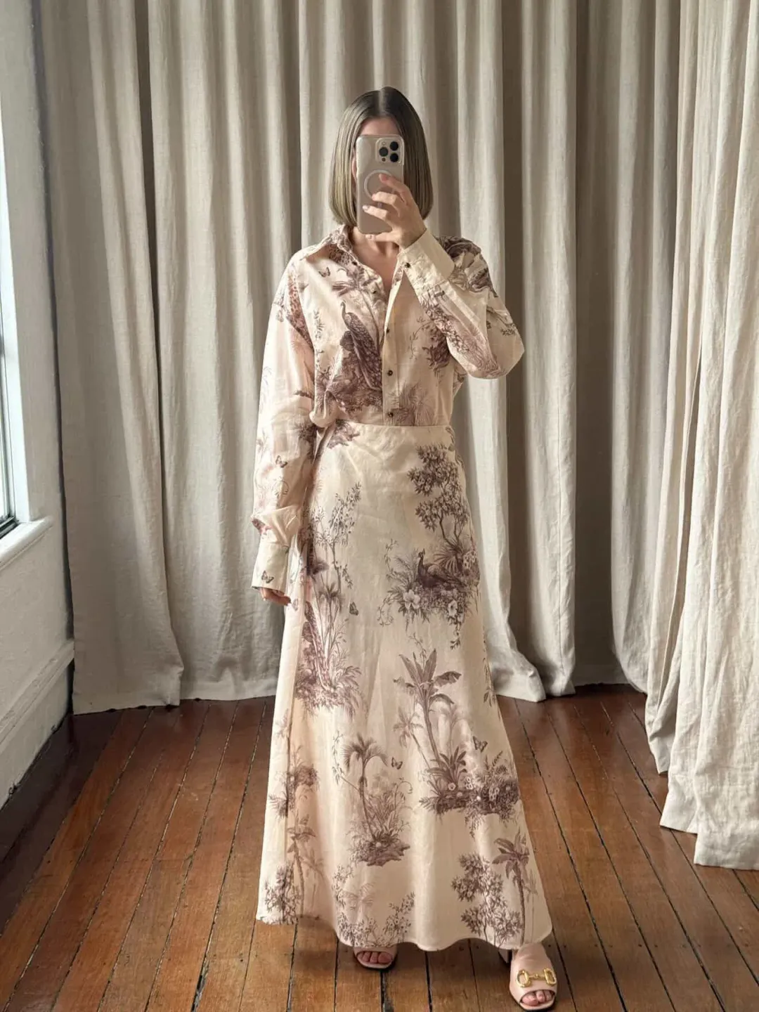 ZIMMERMANN WAVERLEY BIAS MIDI SKIRT & BUTTON UP SHIRT for rent on The Volte - main image