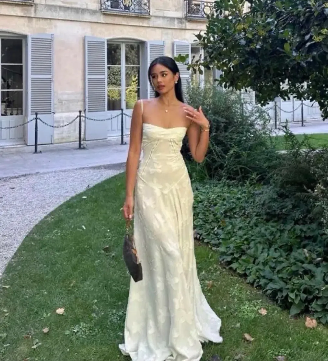 House of CB Seren Dress in vintage white size XS  for rent on The Volte - main image