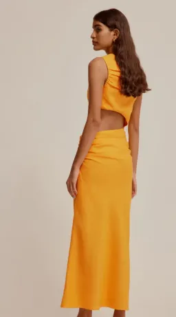 VENROY LINEN CUT OUT DRESS SAFFRON SIZE S / AU 8 for rent on The Volte - image 2