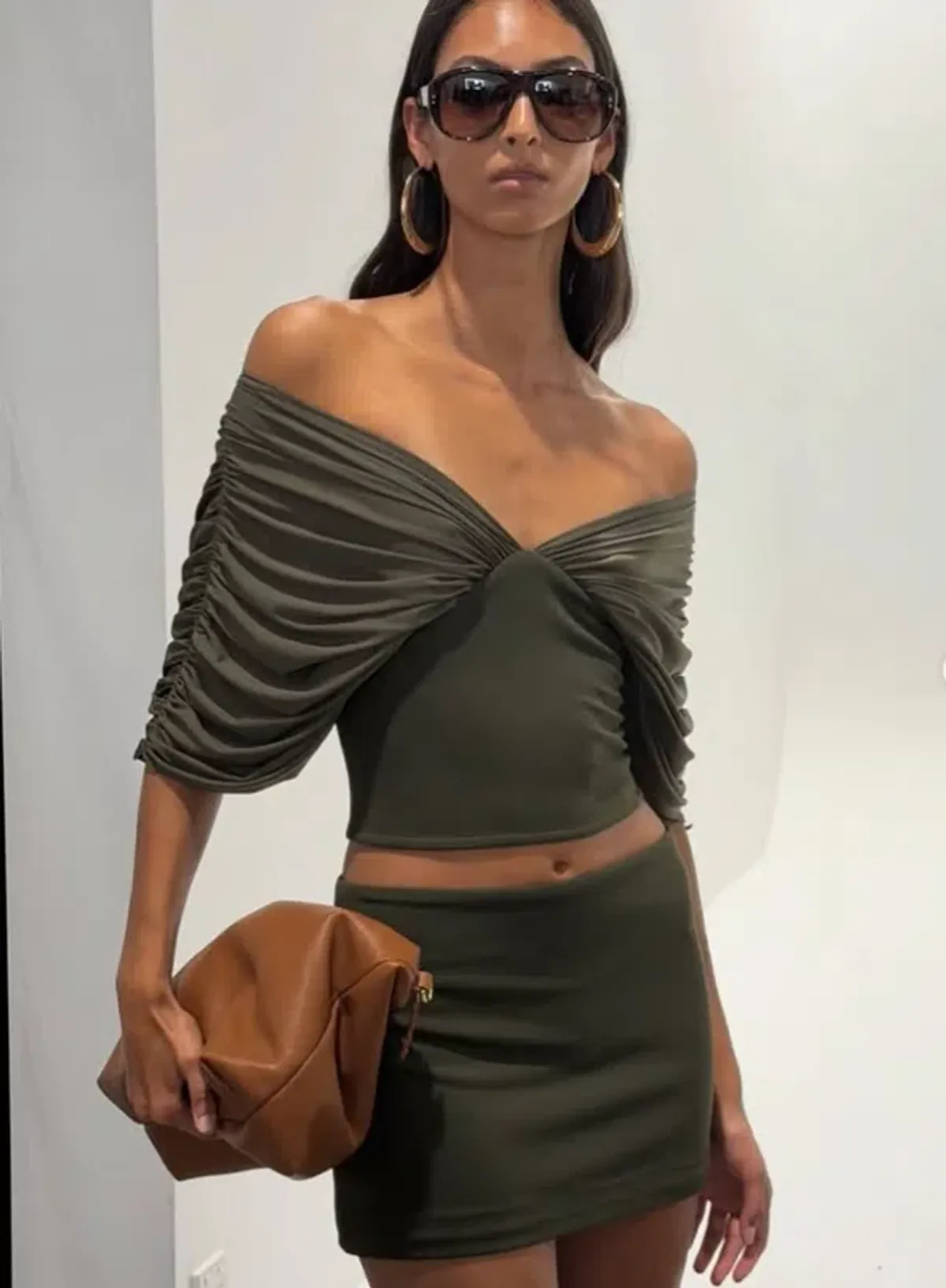 Ance Gria Neve Mini Skirt & Top - Olive 6 for rent on The Volte - main image