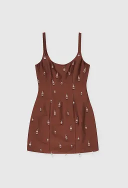 The Wolf Gang Luvia Beaded Mini Dress - Chocolate for rent on The Volte - image 7