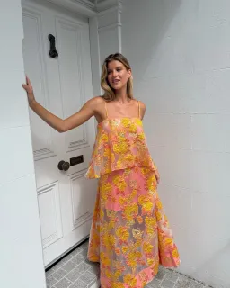 Elliatt Elysia Tiered Gown Orange size S / 8 for rent on The Volte - image 1