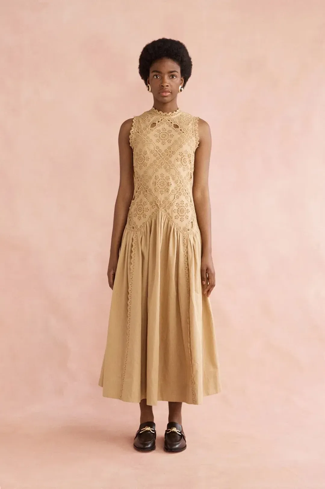 Lovaan Josephine Midi Dress Tan Size 8 for rent on The Volte - main image