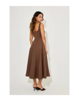 Odd Muse The Ultimate Muse Square Neck Midi Dress Brown Size 8 for rent on The Volte - image 2
