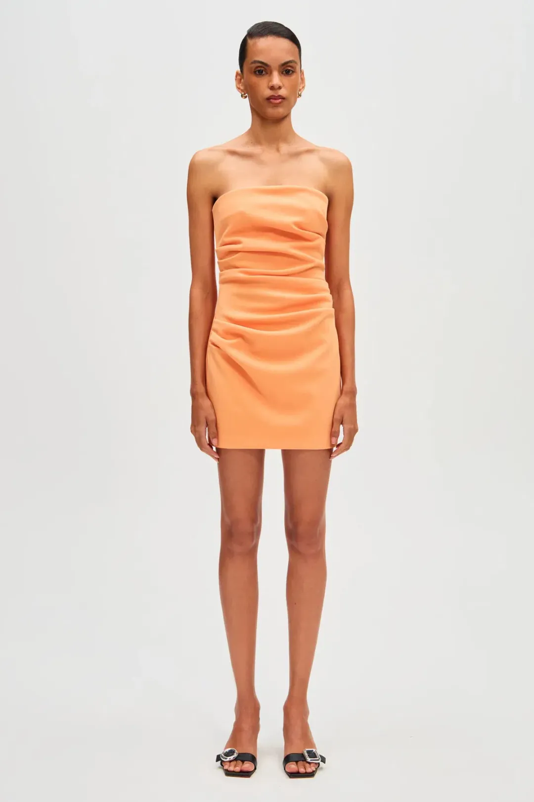 Misha Alston Crepe Mini Dress Tangerine Size M for rent on The Volte - main image