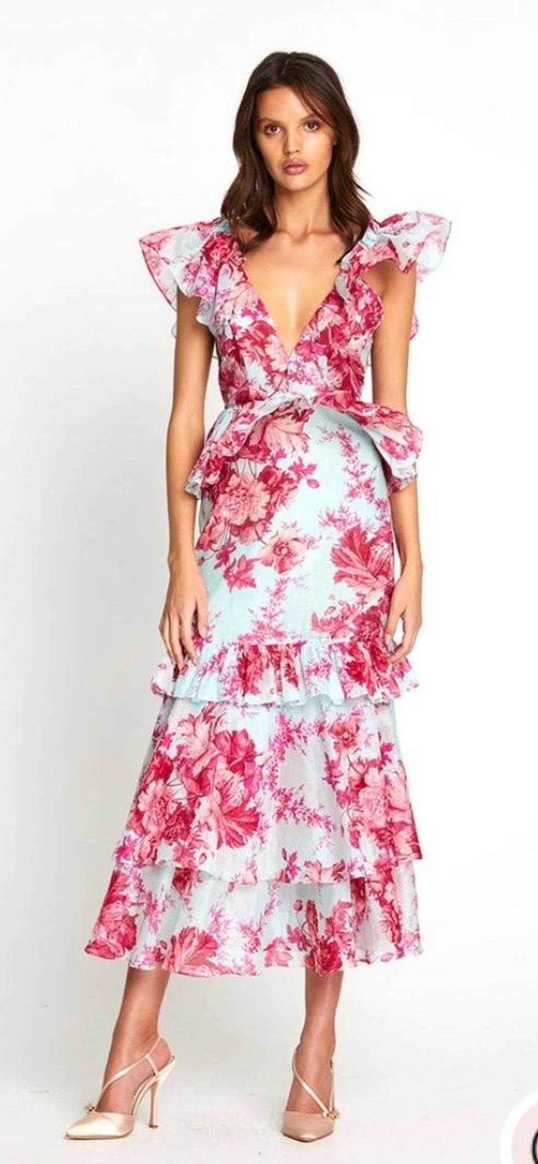 Alice McCall Flamingo Midi Dress in Spearmint in Size 6. for rent on The Volte - main image