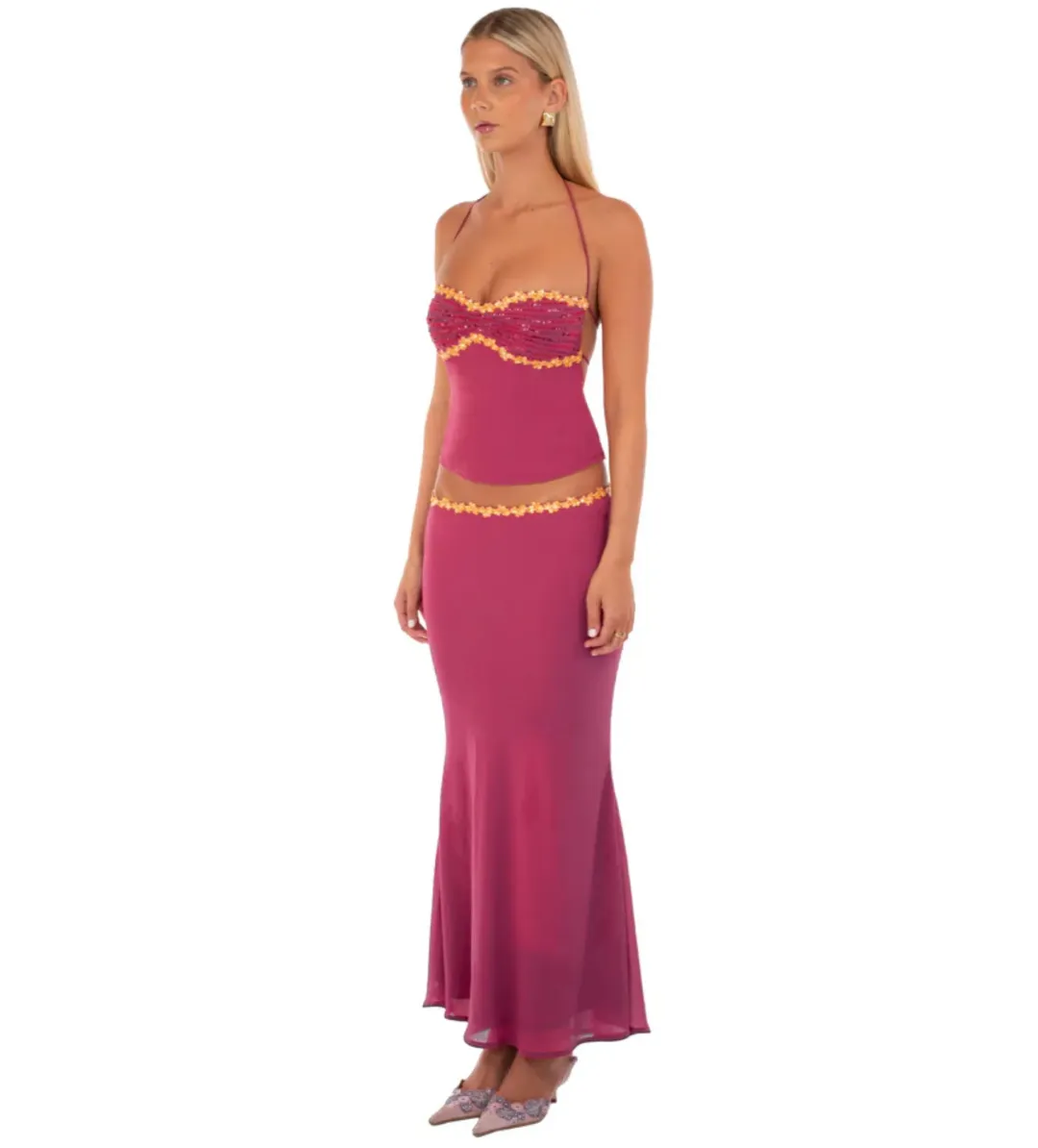 I Am Delilah Jemima Set in Wine Size XS/AU6 for rent on The Volte - main image