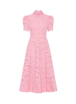 Rebecca Vallance Kitsu Short Sleeve Midi Dress in Light Pink Size 10 for rent on The Volte - image 4