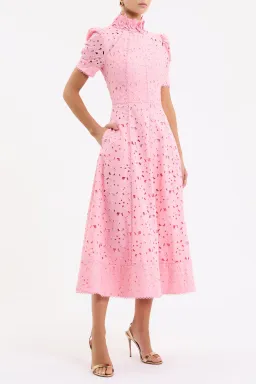 Rebecca Vallance Kitsu Short Sleeve Midi Dress in Light Pink Size 10 for rent on The Volte - image 2