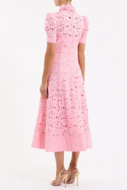 Rebecca Vallance Kitsu Short Sleeve Midi Dress in Light Pink Size 10 for rent on The Volte - image 3