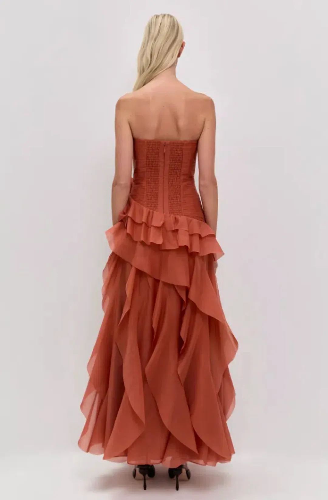 CANYON GOWN | CORAL CLAY - SIZE 8 for rent on The Volte - main image