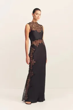 Shona Joy Jamila Lace High Neck Maxi Dress - Black; size 8 for rent on The Volte - image 6