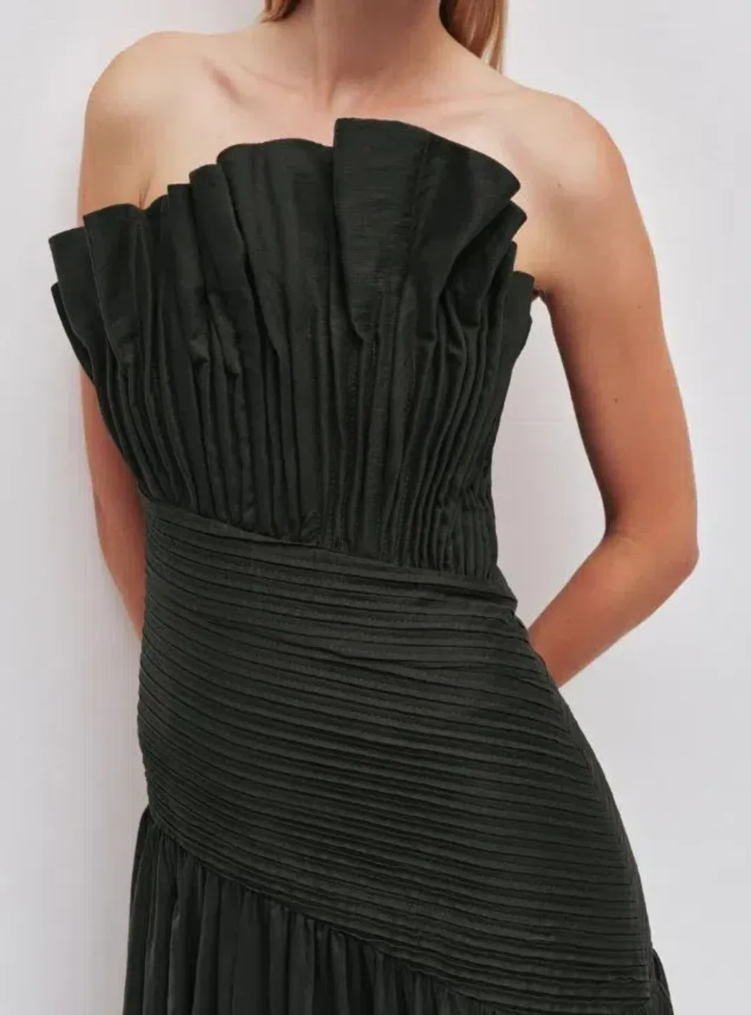 Aje Aquiline Gown in Hunter Green Size 16 for rent on The Volte - main image