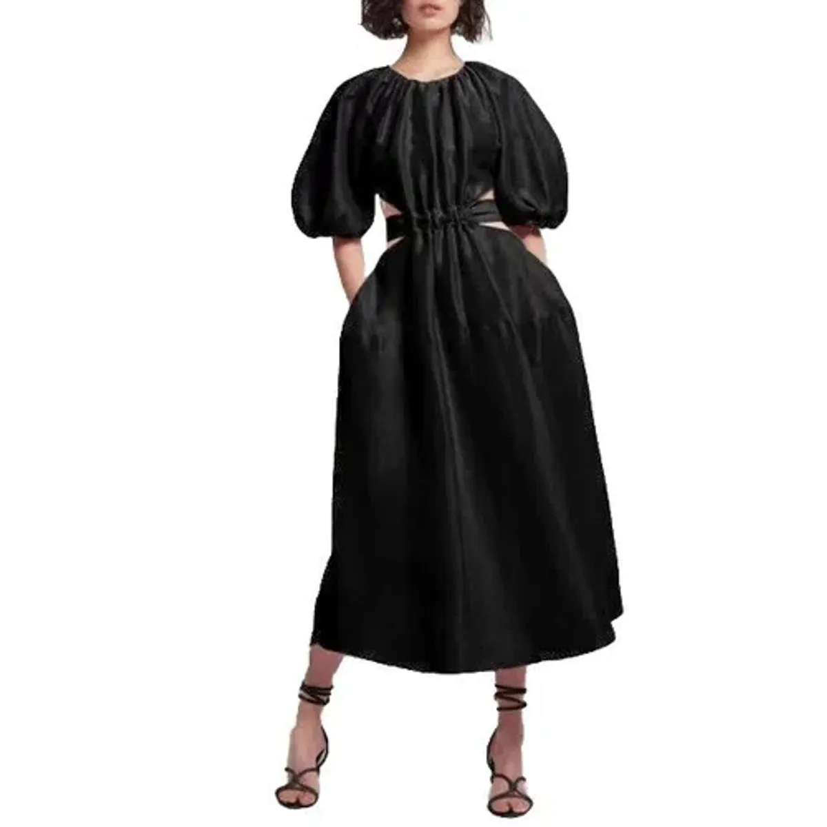 Aje Dress Mimosa Black Midi | Size AU 8 for rent on The Volte - main image