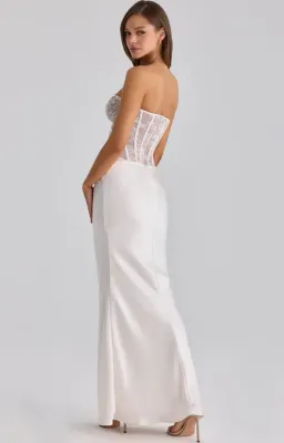 House of CB Ayana white lace + satin maxi corset dress Regular Cup Size L for rent on The Volte - image 2