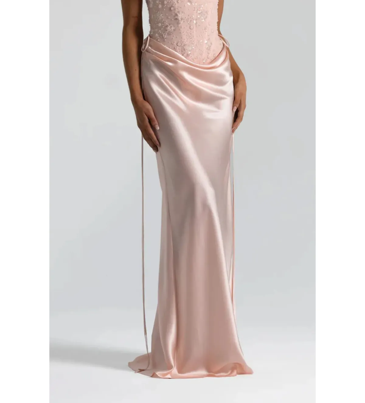 Natalie Rolt Evelyn Maxi Skirt in Baby Pink Size 2/AU10 for rent on The Volte - main image
