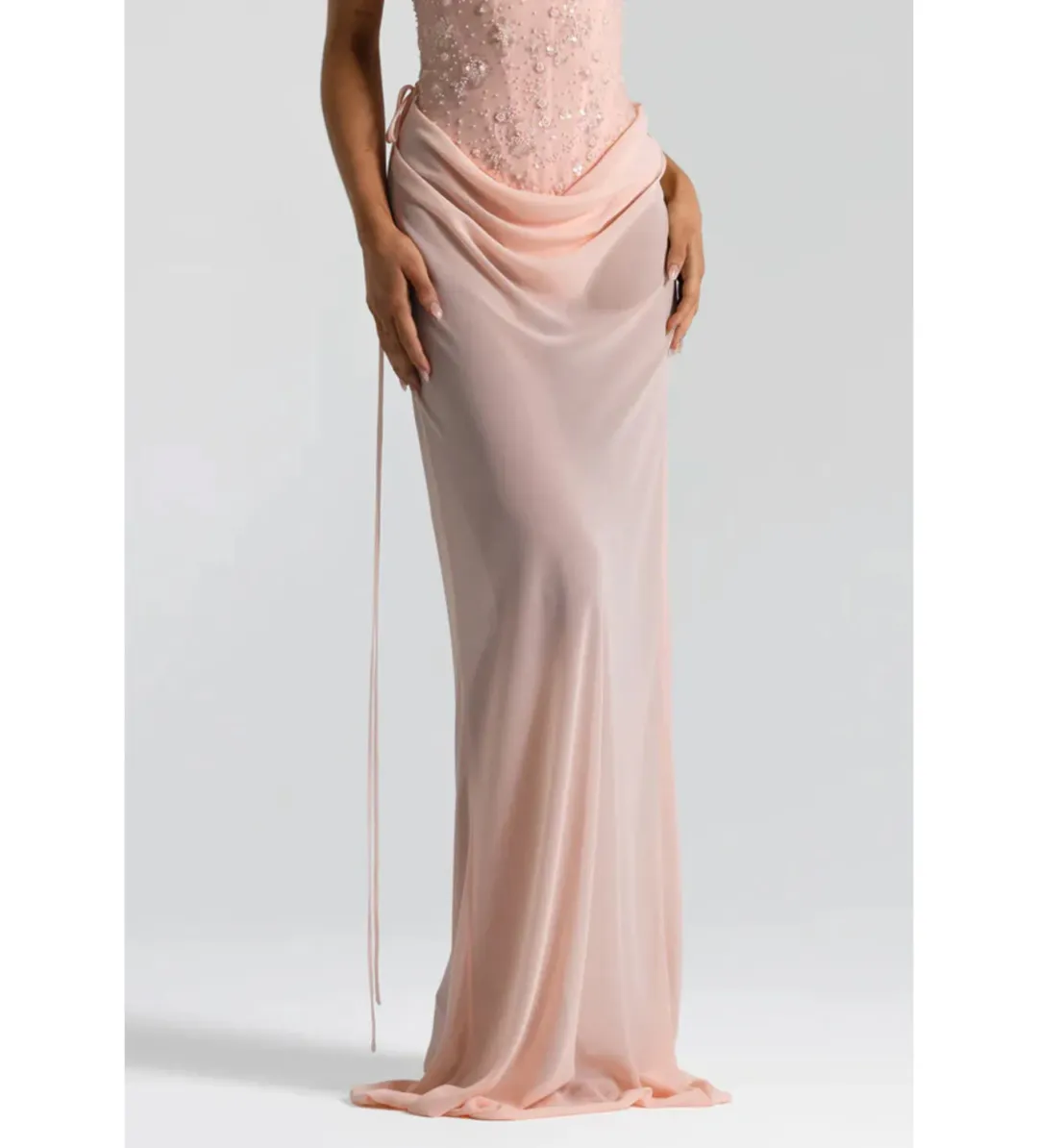 Natalie Rolt Allira Maxi Skirt in Baby Pink Size 0/AU6 for rent on The Volte - main image