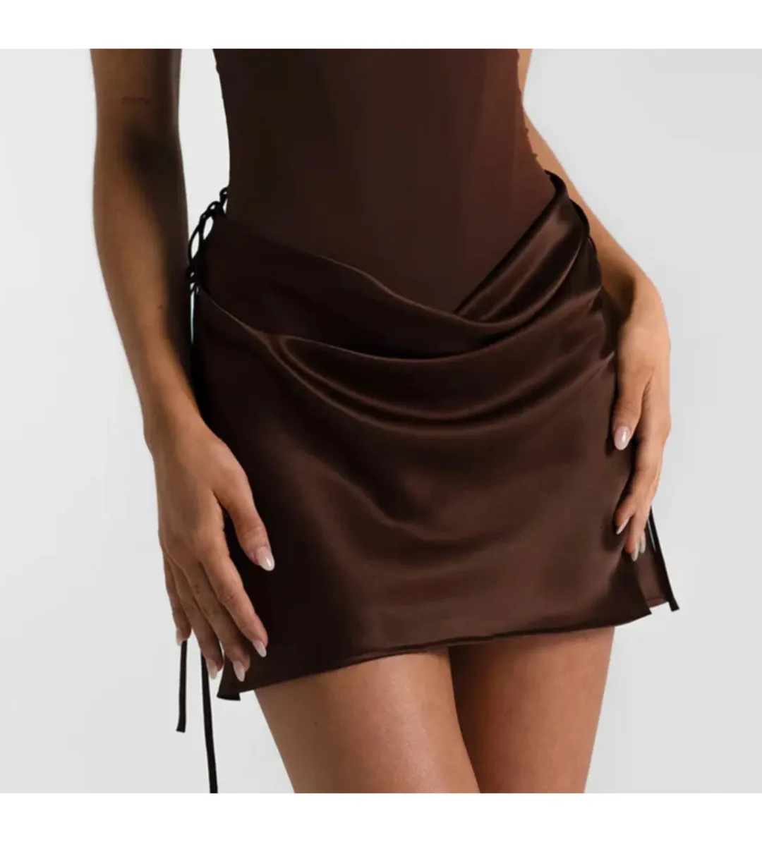 Natalie Rolt Evelyn Mini Skirt in Espresso Size 0/AU6 for rent on The Volte - main image