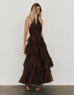 Aje Fayette Gown in Dark Chocolate Size 8 for rent on The Volte - image 1