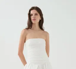 🤍 AJE Strapless Violette Bubble Hem MIDI Dress – White Formal Gown – Size 8 AU 🤍 for rent on The Volte - image 6