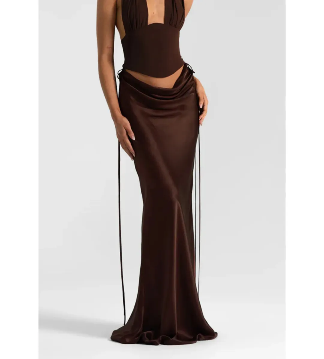 Natalie Rolt Evelyn Maxi Skirt in Espresso Size 1/AU8 for rent on The Volte - main image